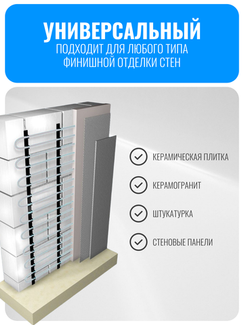 Полотенцесушитель встраиваемый Smart Aura электрический (кабель 11 м)