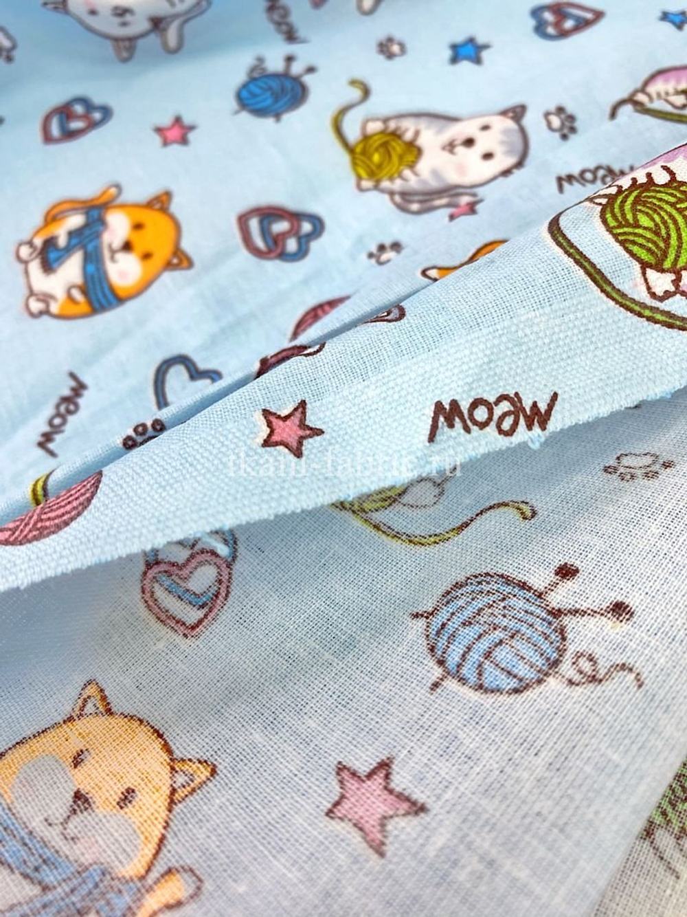 Ситец "Кошечки на желтом" шир 95 см.