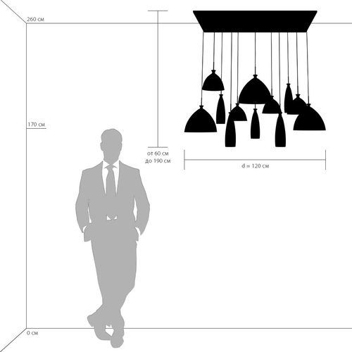 810223 Подвес AGOLA 12х40W E14 ХРОМ/ЯНТАРЬ