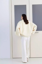 Бомбер ROSIE из шерсти букле, Кремовый