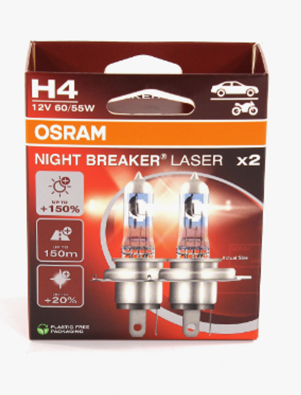 Автолампа H4 12V 60/55W P43t Osram  +150% NIGHT BREAKER LASER (64193NL-2HB) (катр уп) к-т ORIGINAL