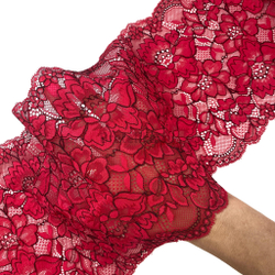 Кружево эластичное красный/черный 18 см