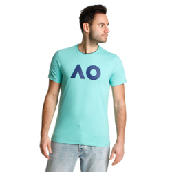 Мужское теннисное поло Australian Open AO Stack Print Core Logo T-Shirt Men - Mint, Dark Blue