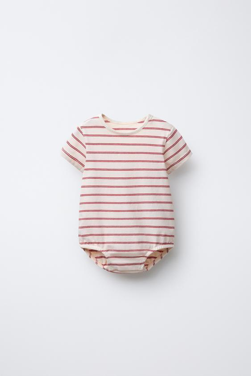 ZARA ТРИКОТАЖНОЕ БОДИ В ПОЛОСКУ, СВЕТЛЫЙ ЭКРЮ