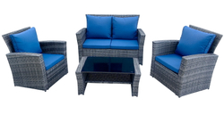 "Портленд" лаунж-зона из искусственного ротанга на 4 персоны, цвет серый