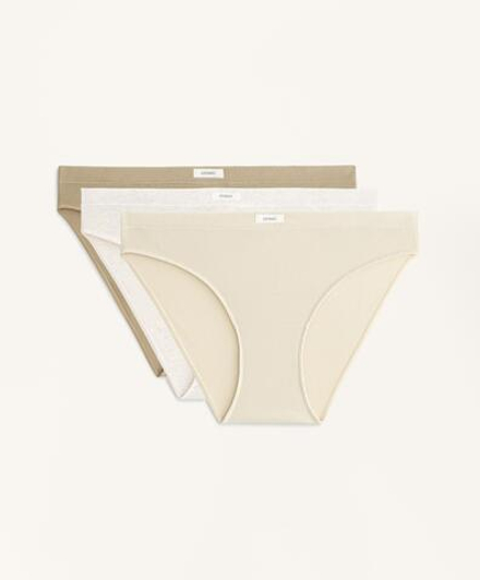 OYSHO Набор из двух классических трусиков из хлопковой смеси в рубчик с логотипом, салатовый