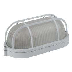 Светильник ЭРА НБП 04-60-002 Акватермо алюминий/стекло решетка IP54 E27 max 60Вт 212х105 овал белый термостойкий | Светильники ЖКХ IP54