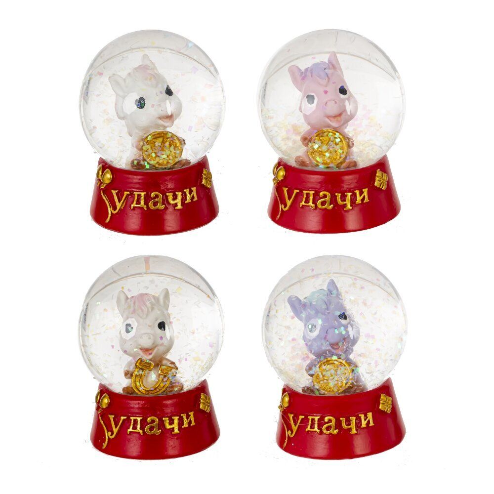 GAEM Фигурка декор в стекл шаре "Лошадка", L4,5 W4,5 H5,5 см, 4в.