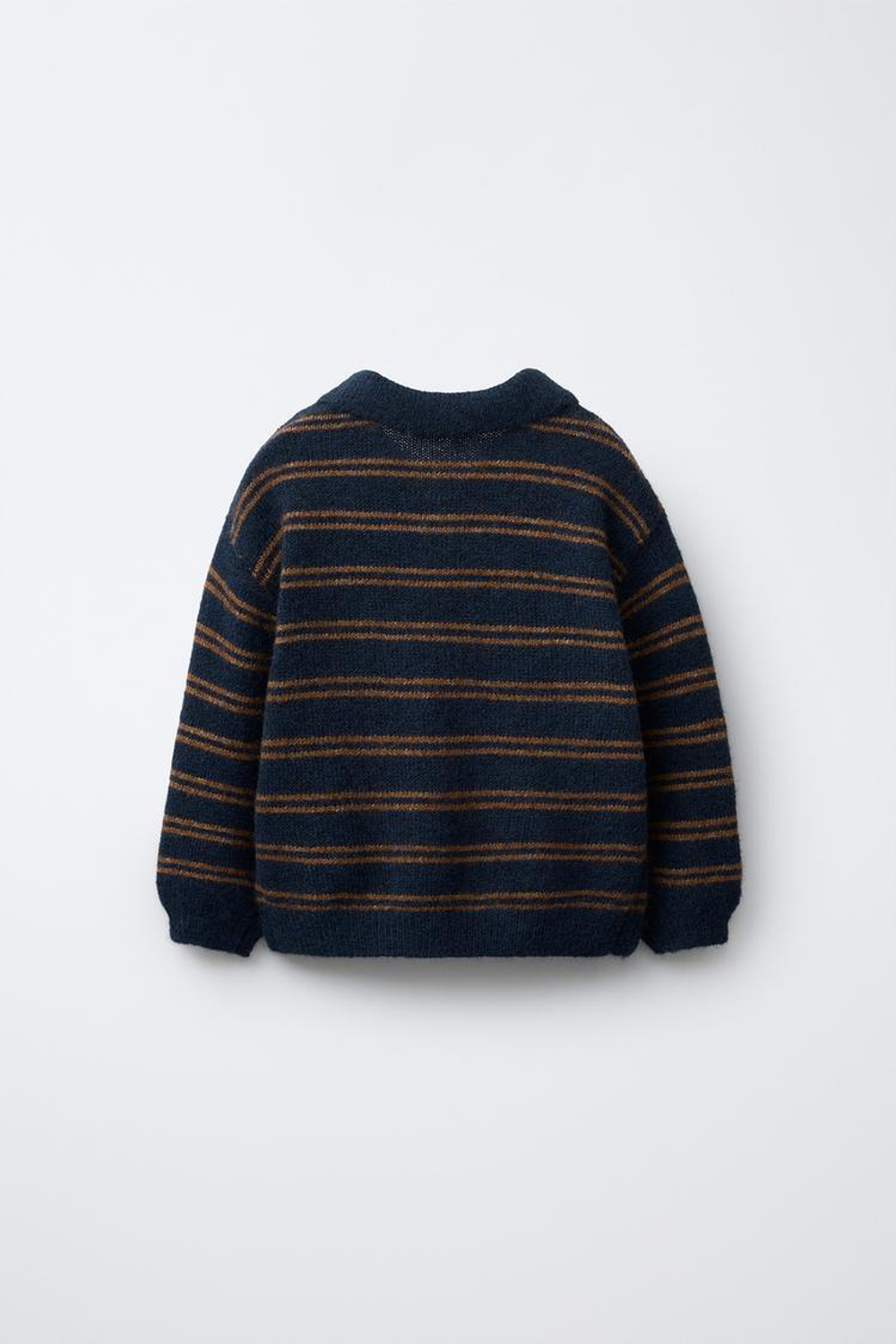 ZARA ВЯЗАНЫЙ ДЖЕМПЕР В ПОЛОСКУ С МЕДВЕДЕМ КРОШЕ, СИНИЙ