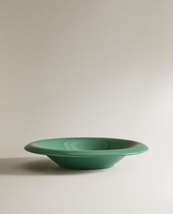 Zara Home тарелка глубокая из каменной керамики, цвет зелёный, 23 см