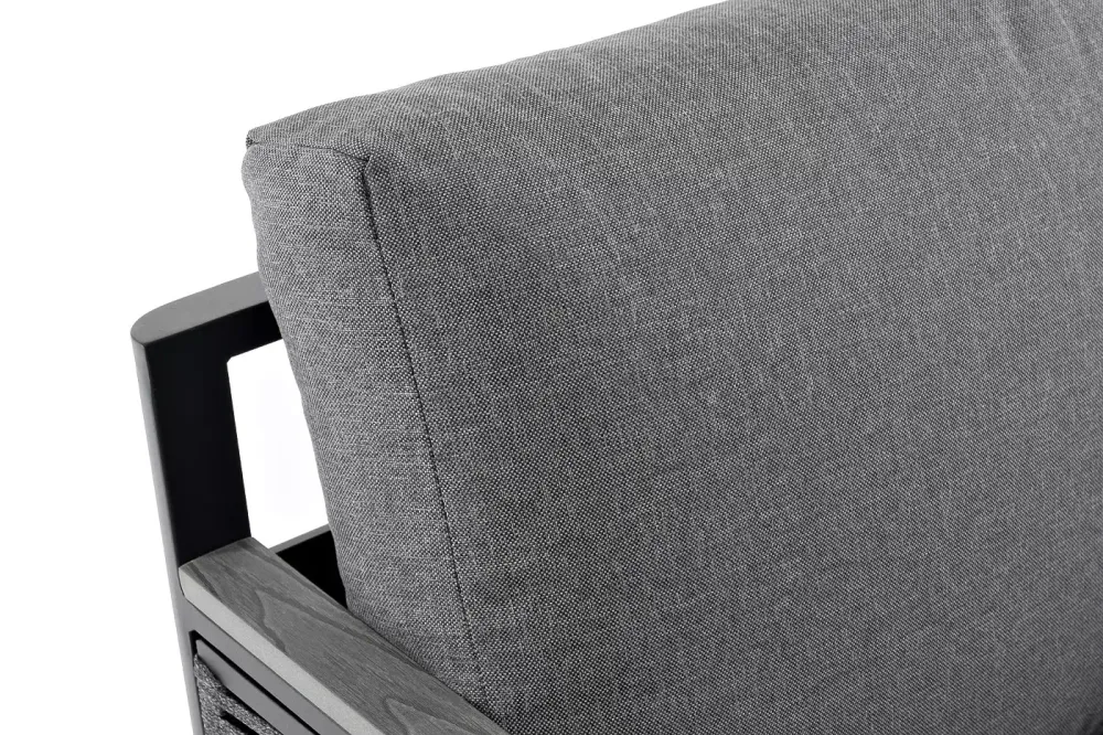 "Сан Ремо" кресло плетеное из роупа садовое, каркас алюминий темно-серый, роуп серый, ткань серая