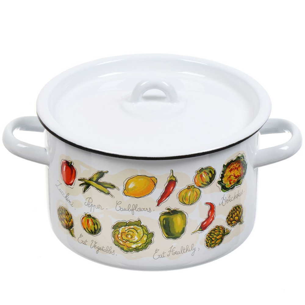 Набор эмалированной посуды 6 пр, кастрюли 1.5, 2.9, 4.5 л, цилиндр, СтальЭмаль, Гратен, 1c33