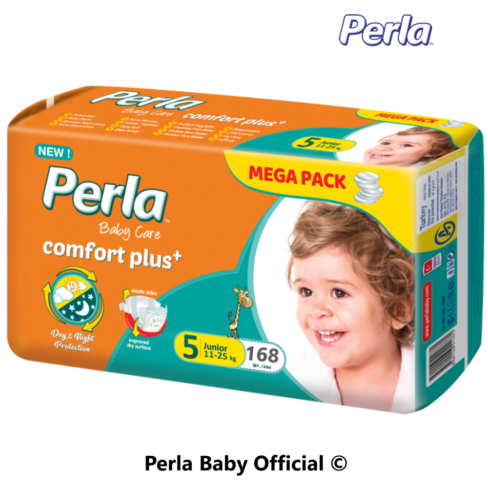 Комплект подгузники Perla Mega Junior 11-25 кг, 5 размер - 4 шт