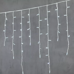 Светодиодная бахрома с колпачком 3,2*0,9 м., 168 холодных белых LED ламп, мерцание, каучуковый белый провод, LTC (LL168BLW-8-2W)