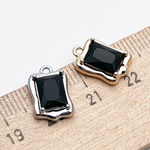 Подвеска Прямоугольник, цвет золото+черный, размер 13*9 мм, цена за 1 шт