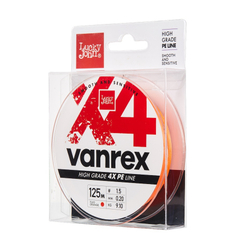 Плетеный шнур LUCKY JOHN Vanrex X4 BRAID Fluo Orange 125 м - 0,17 мм