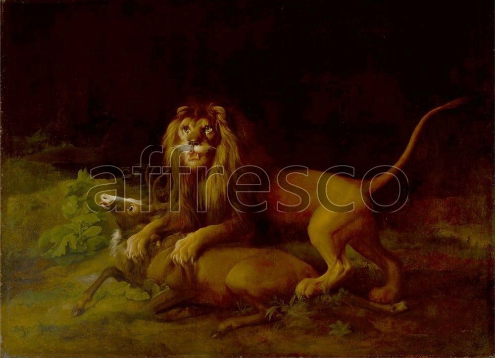 Фреска George Stubbs, A Lion Attacking a Stag