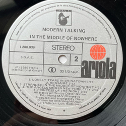 Винтажная виниловая пластинка LP Modern Talking In The Middle Of Nowhere, The 4th Album (Испания 1986) Geronimo's Cadillac
