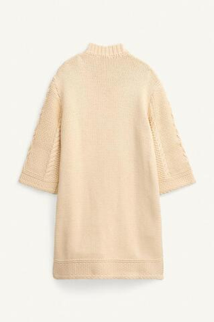 ZARA ТРИКОТАЖНОЕ ПЛАТЬЕ, ЭКРЮ