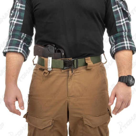 Кобура поясная к ПМ с запасной обоймой кожаная со скобой (HS-ПК-25/2) Helios