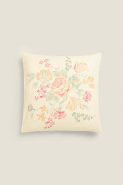 ZARA HOME ЧЕХОЛ ДЛЯ ДЕКОРАТИВНОЙ ПОДУШКИ С ЦВЕТОЧНЫМ УЗОРОМ, ЭКРЮ