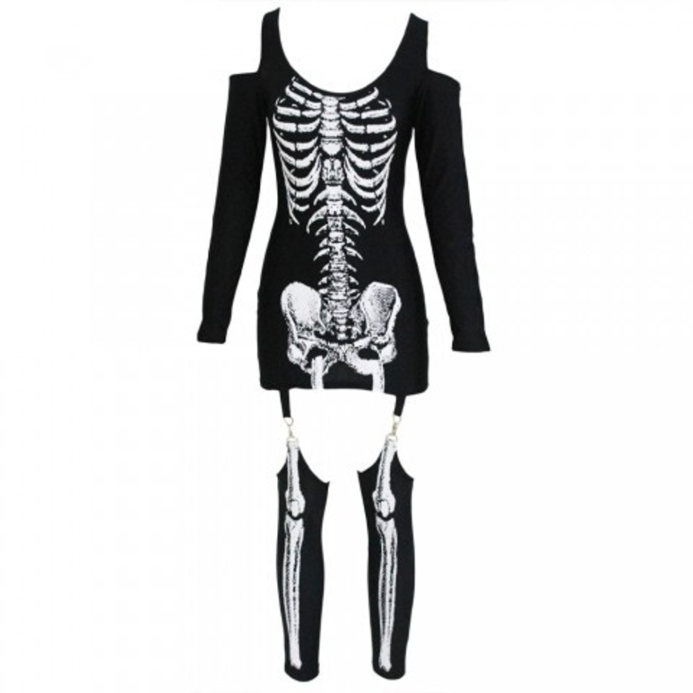 Платье на хеллоуин «Скелет» размер S