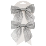 Бант на ёлку «Зимнее очарование» 15*15 см (набор 2 шт), Серебро