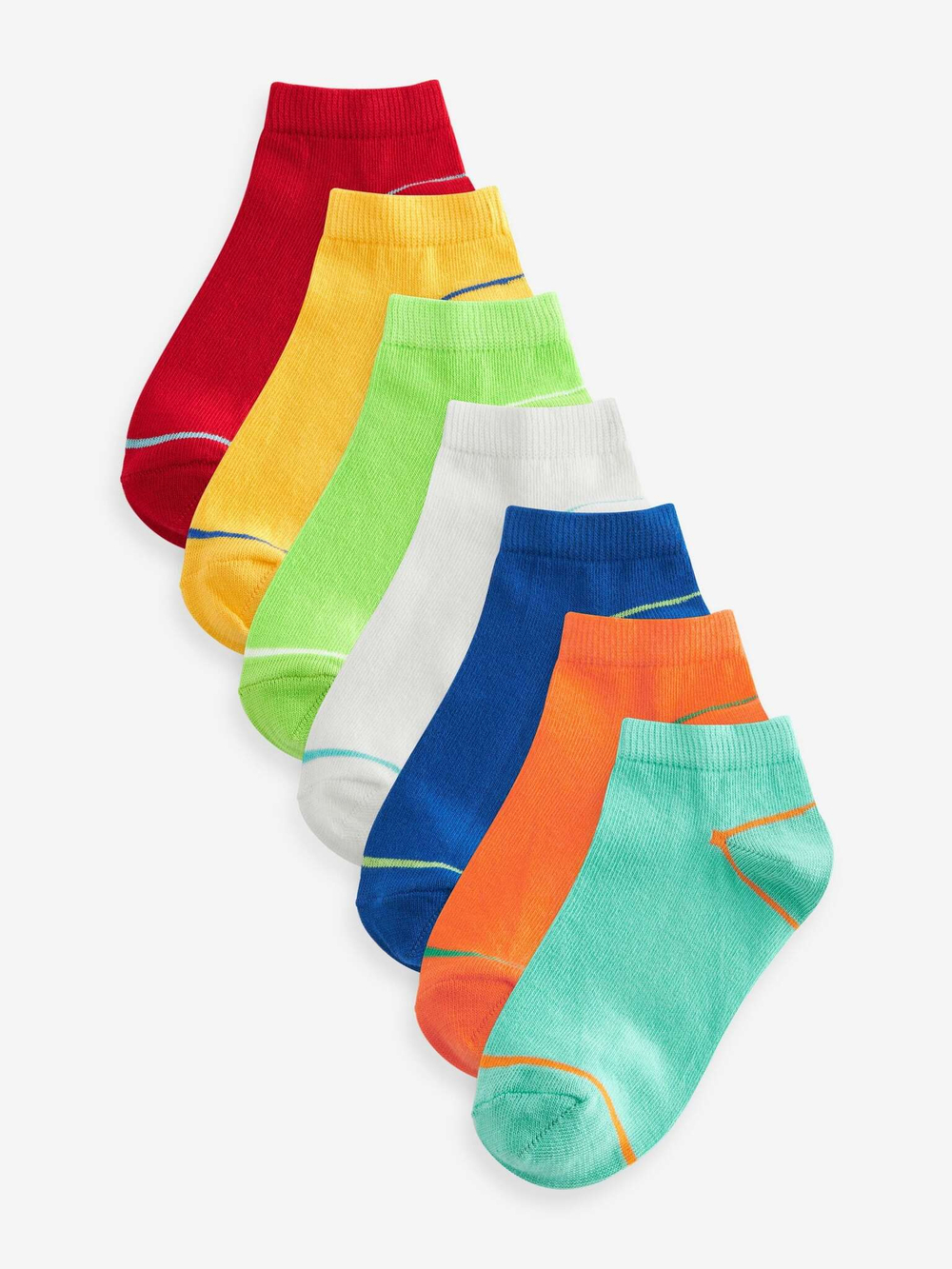 Носки хлопковые для мальчика Next 120-380, 7 шт., Желтый, Синий, Красный