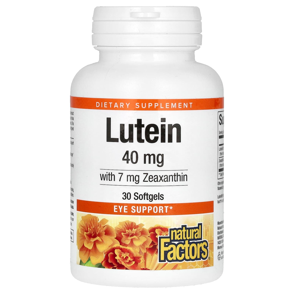 Natural Factors, Лютеин, 40 мг, 30 мягких таблеток