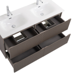 Тумба с раковиной подвесная BelBagno UNO-1200-4C-SO-СO Бежевый матовый, раковина белая BB-8099-120-2 с 2-я чашами