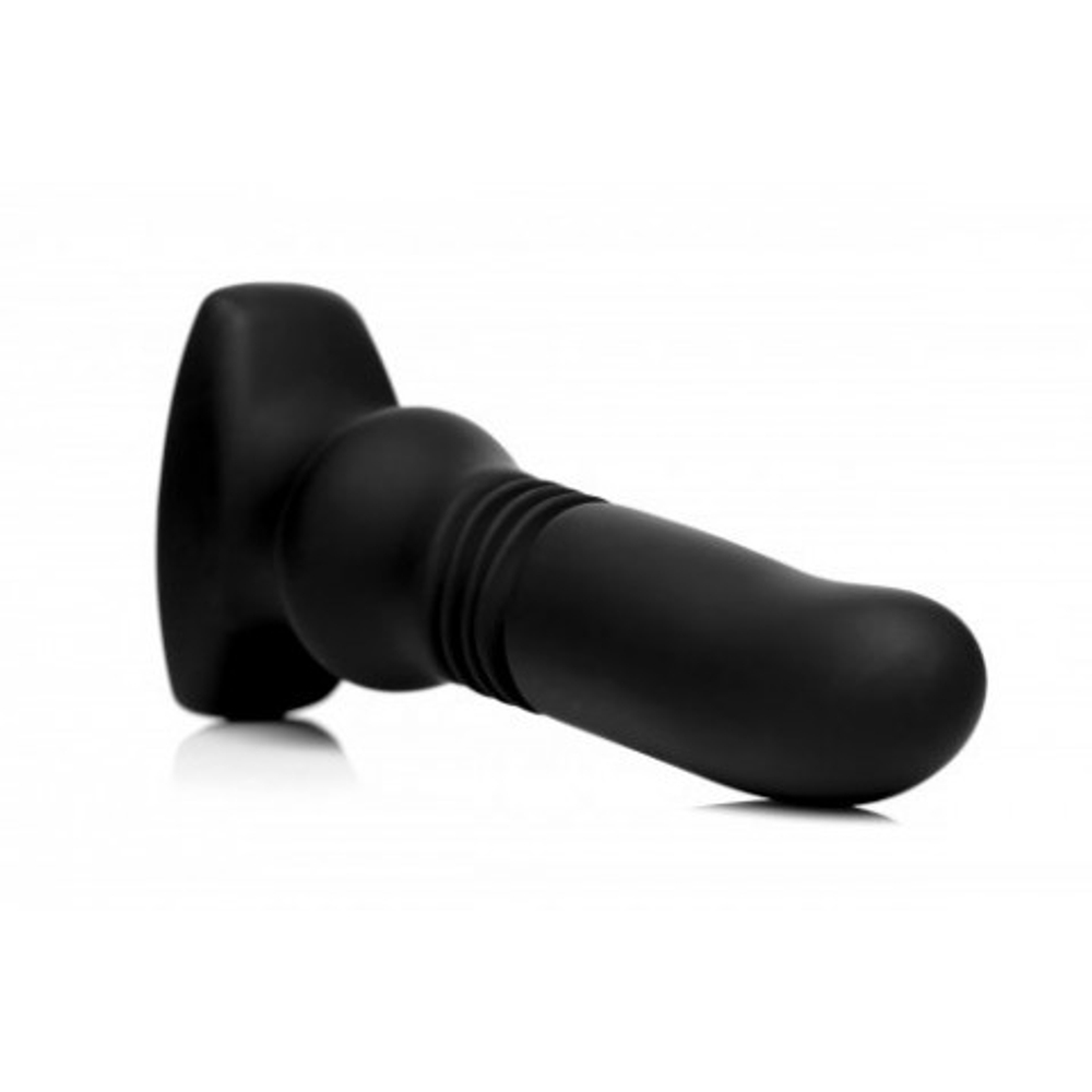 Вибромассажер с фрикциями XR Brands Silicone Vibrating & Thrusting Plug with Remote Control, 17,1х4.6 см, черный