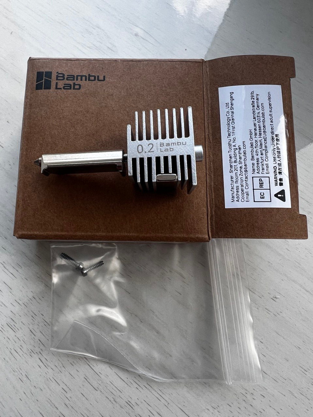 Хотэнд с соплом 0,2 мм из нержавеющей стали для 3Д принтера Bambu Lab A1/A1 mini (FAH018)