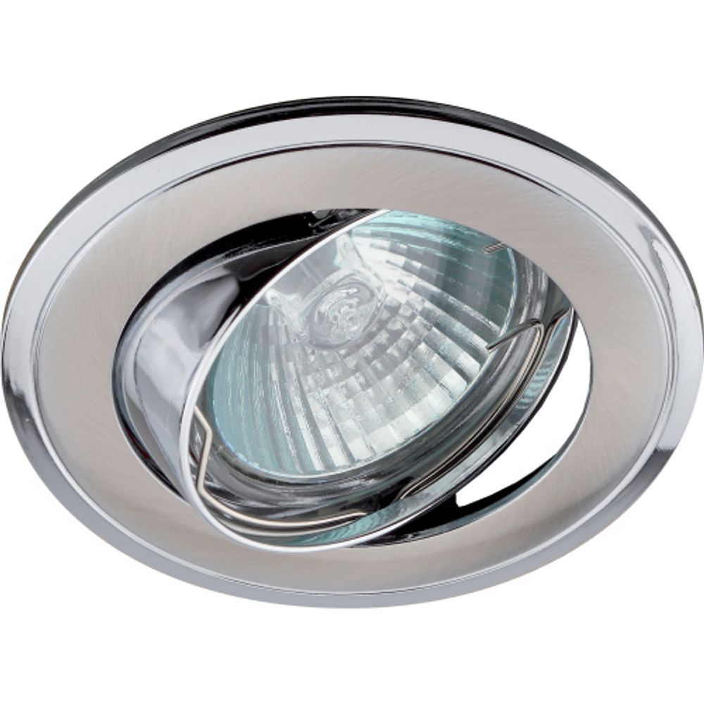 KL22 А SN/CH Светильник ЭРА литой пов. двойной контур MR16,12V/220V, 50W сатин никель/хром | Литые встраиваемые светильники