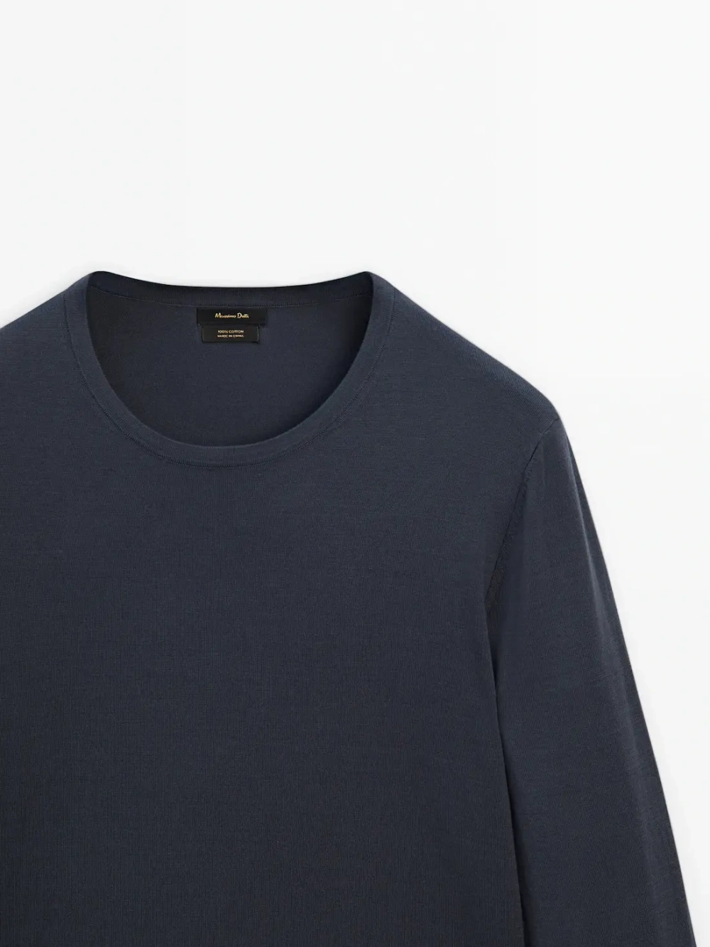 Massimo Dutti Хлопковый свитер с длинными рукавами, серо-синий