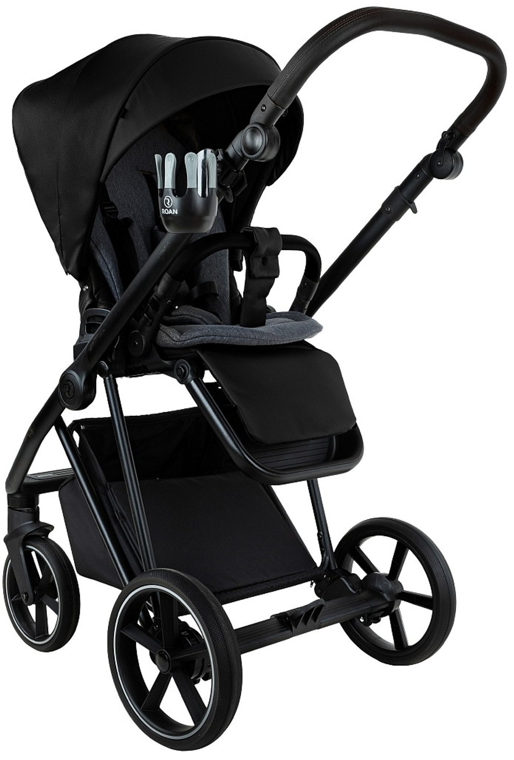 Детская коляска Roan Sol Vintage Leather 2.0 2 в 1 SL/10/L Black/Black/руч.Черный
