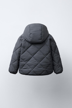 ZARA СТЕГАНАЯ КУРТКА WATER REPELLENT, АНТРАЦИТОВО-СЕРЫЙ