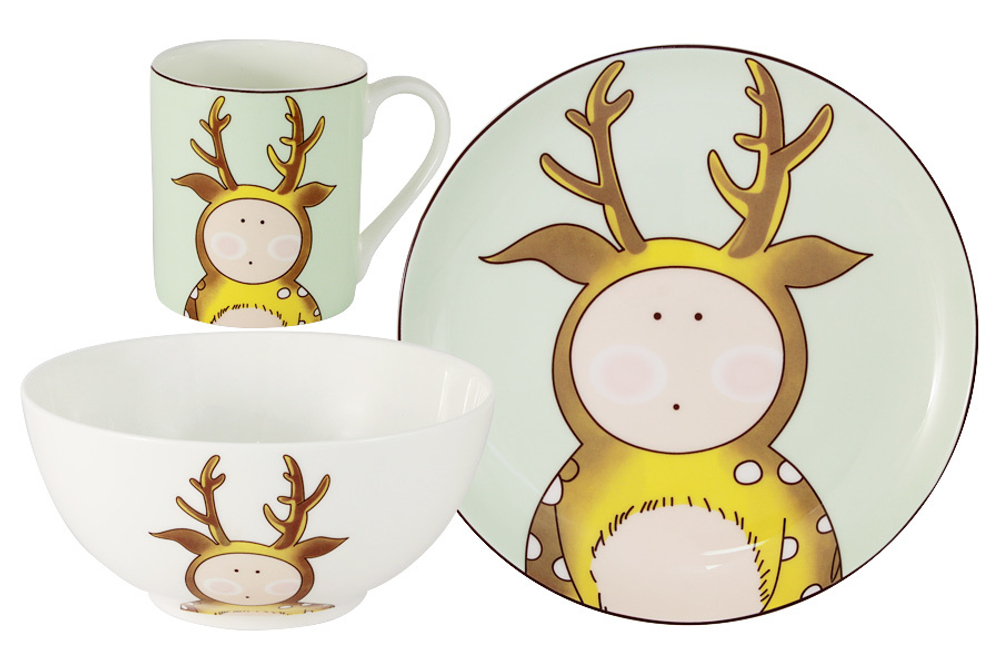 Набор из 3-х предметов Оленёнок: кружка, тарелка, миска Anna Lafarg Emily