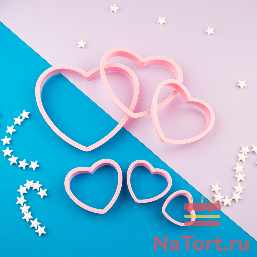 Набор пластиковых вырубок «Сердечки» 6 шт
