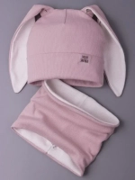 Шапка для девочек осенняя, с ушками розовая