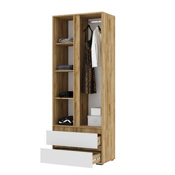 ХЕЛЕН ШК 01 Шкаф 2х створчатыйФасад СЕРЫЙ ГРАФИТ 0162/Корпус ДУБ КРАФТ ЗОЛОТО