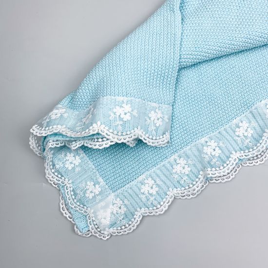 Плед Simple с кружевом мятный