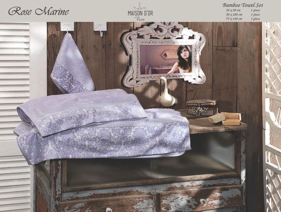 Набор полотенец  ROSE MARINE - РОЗ МАРИН 3пр  30х50 50х100 и 75х140 Maison Dor (Турция)