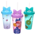 Стакан пластиковый 600мл «Сладости» с трубочкой, цвета микс