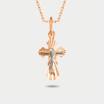 Крест женский православный из розового золота 585 пробы без вставок (арт. ПШ0251)
