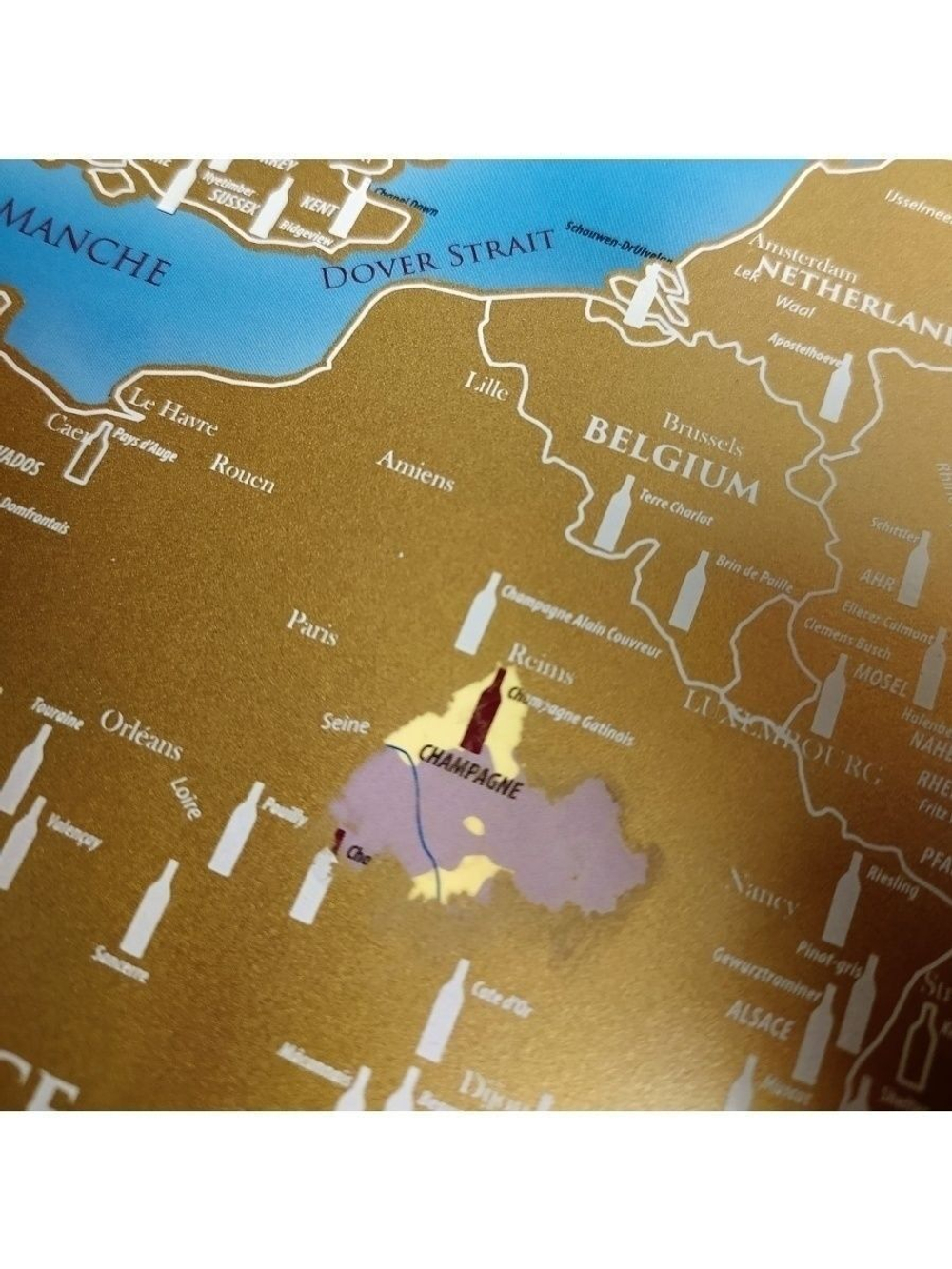 Скретч карта "Винные регионы Европы" в подарочном тубусе