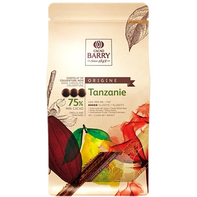 Шоколад темный кувертюр 75% «Cacao Barry» Tanzanie 1 кг
