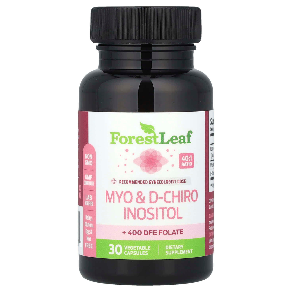 Forest Leaf, Myo & D-хиро инозитол, 30 растительных капсул