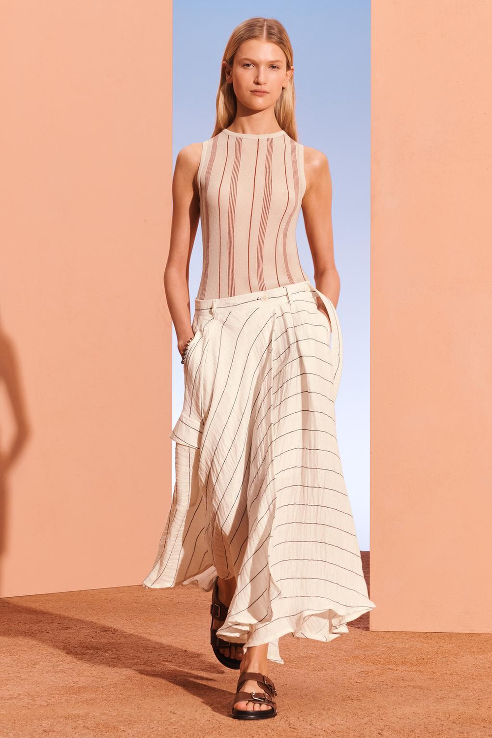 ZARA ТОП ИЗ СМЕСОВОГО ЛЬНА, ПОЛОСКИ