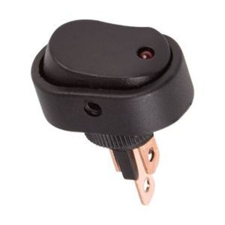 Выключатель клавишный овальный 12В 30А (3с) ON-OFF черный с красной LED-подсветкой REXANT