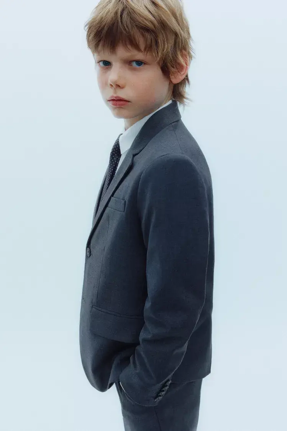 ZARA КОСТЮМНЫЕ БРЮКИ ИЗ РЕЛЬЕФНОЙ ТКАНИ, МОРСКОЙ СИНИЙ